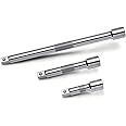 Powerbuilt 1/4" Drive Extension Bar Set, 3 Piece, Includes 2, 3, and 6 Inch Extensions, Use Ratchet to Reach, Non-Slip Grip 640842