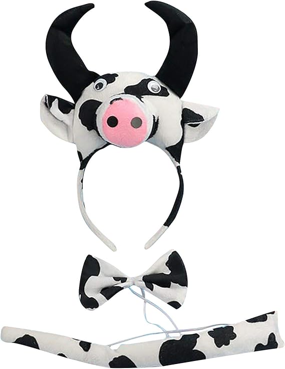 Amazon Co Jp Liqiuxiang 牛動物帽子セット 子供 女の子 男の子 カチューシャ 蝶ネクタイ クリスマス子供日 ドレスアップ 装飾 カチューシャギフト うし カチューシャ 21年 年賀状 コスチューム A 服 ファッション小物