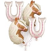 Cowgirl Balloons, Horse Balloons For My First Rodeo Girl Decorations | Pink Western Horse And Horseshoe Balloons For Cowgirl Birthday Party, Baby Showers, Little Cowgirl Party