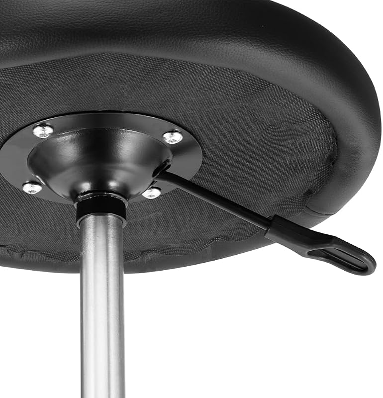 Taburete con Ruedas, Asiento Acolchado y Respaldo bajo de Piel sintética, Base con reposapiés de Acero Giratorio 360°, Altura Regulable, Ideal para esteticistas, Bares, cocinas, restaurantes — foto 7 de 8