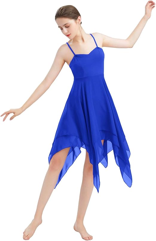 Damen Tanzkleid Mit Asymmetrischem Rock - Lyrisch Ballettkleid Aus Mesh Für Wettbewerbe