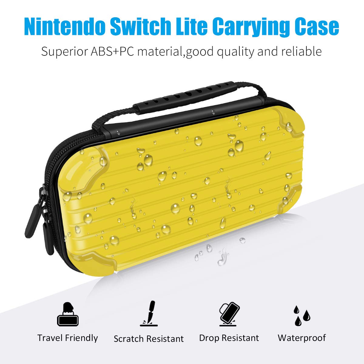 Carry Case for Nintendo Switch Lite Portable Travel Protector Case with 10 Game Slots and Tempered Glass Screen Protector - Yellow