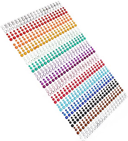 Kombrex Face Gems,15 Colors 900 PCS Self-adhesive Rhinestone Stickers Sheets Embellishments for Christmas Crafts Body Nail Makeup Festival Carnival 3mm 4mm 5mm