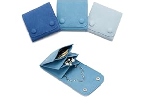 WSXBAGY Small Jewelry Bags 3 Pcs Microfiber Small Bags for Jewelry Gift Bags Jewelry Pouch with Snap Button for Bracelet Rings Necklace for Traveling Gifting Small Business, 3"x3", Assorted Blue