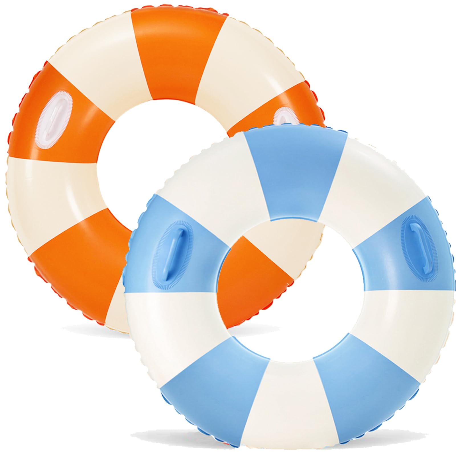 Photo 1 of 2 PCS Inflatable Pool Floats for Swimming Pool Party Lake Beach Adults - Floaties Pool Tubes Swim Rings Tubes Floaties for Beach Pool Party Decorations (Blue-Orange, 43inch)