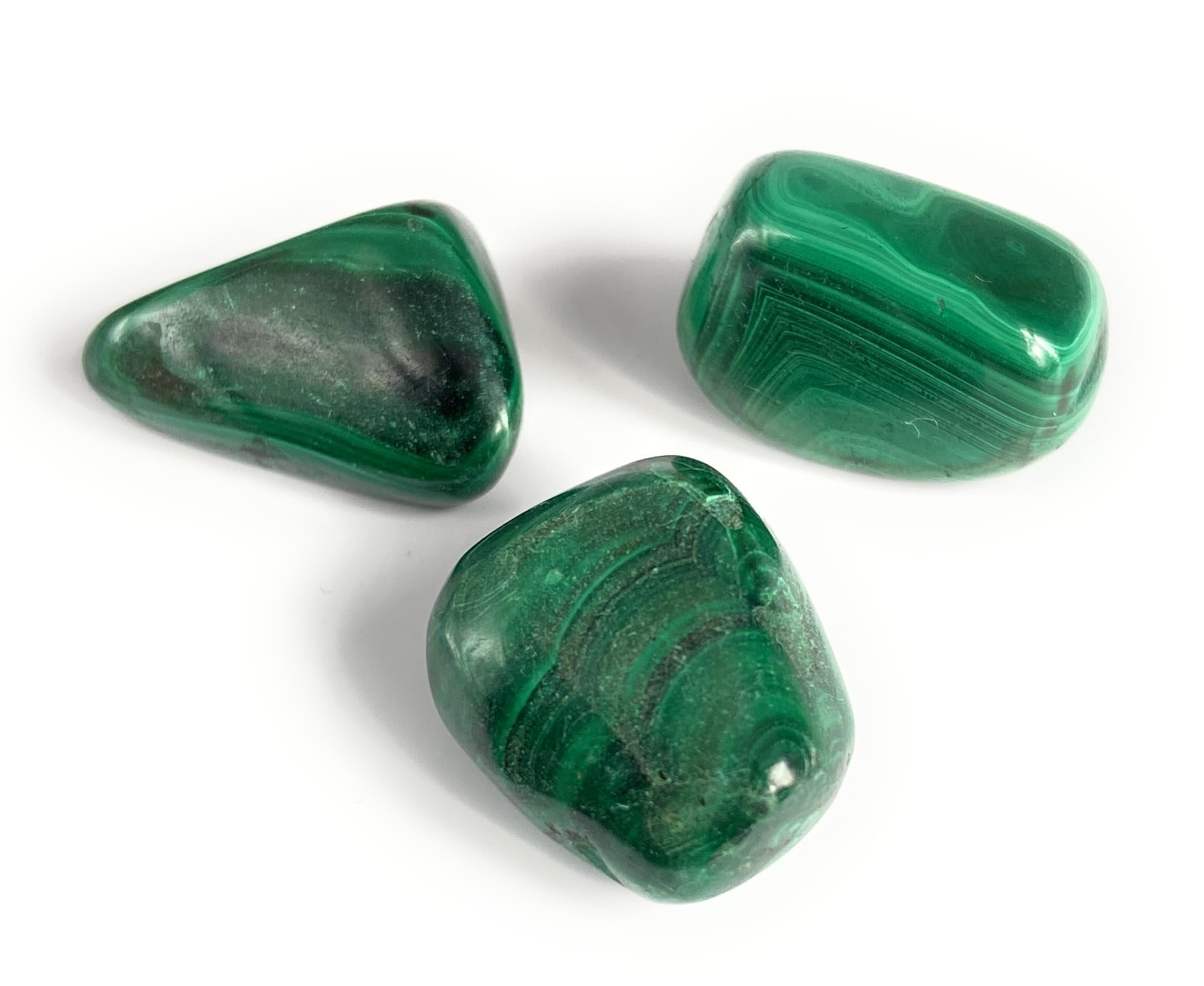3 pc Malachite Crystal Small Tumble Stone.