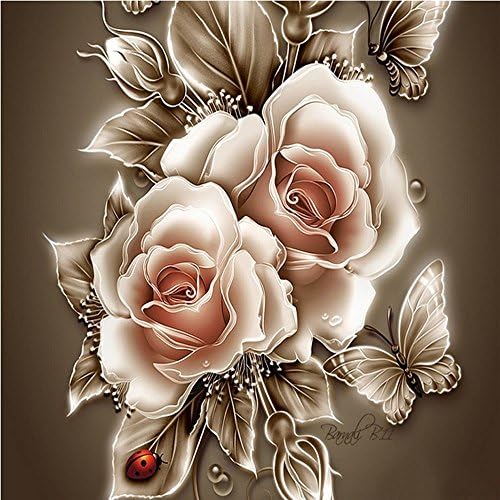 Fuerton DIY Handmade Full Drill Diamond Painting Set Peonies Pattern Resin Rhinestone Pasted Cross Stitch (50cm x 50cm)
