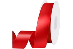 WORIC Red Ribbon 1 Inch 30 Yards Double Faced Red Satin Christmas Ribbon for Wreath Gift Wrapping Wedding Planner DIY Crafts Hair Bows Christmas Tree Decorations