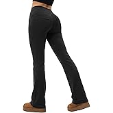 Yogaration High Waisted Flared Pants with 2 Back Pockets, Ribbed Stretchy Casual Pants for Women, Bootcut Yoga Pants 30''