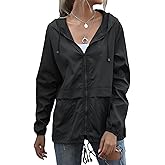 Muzeca Women's Waterproof Raincoat Lightweight Rain Jacket Hooded Windbreaker with Pockets for Outdoor