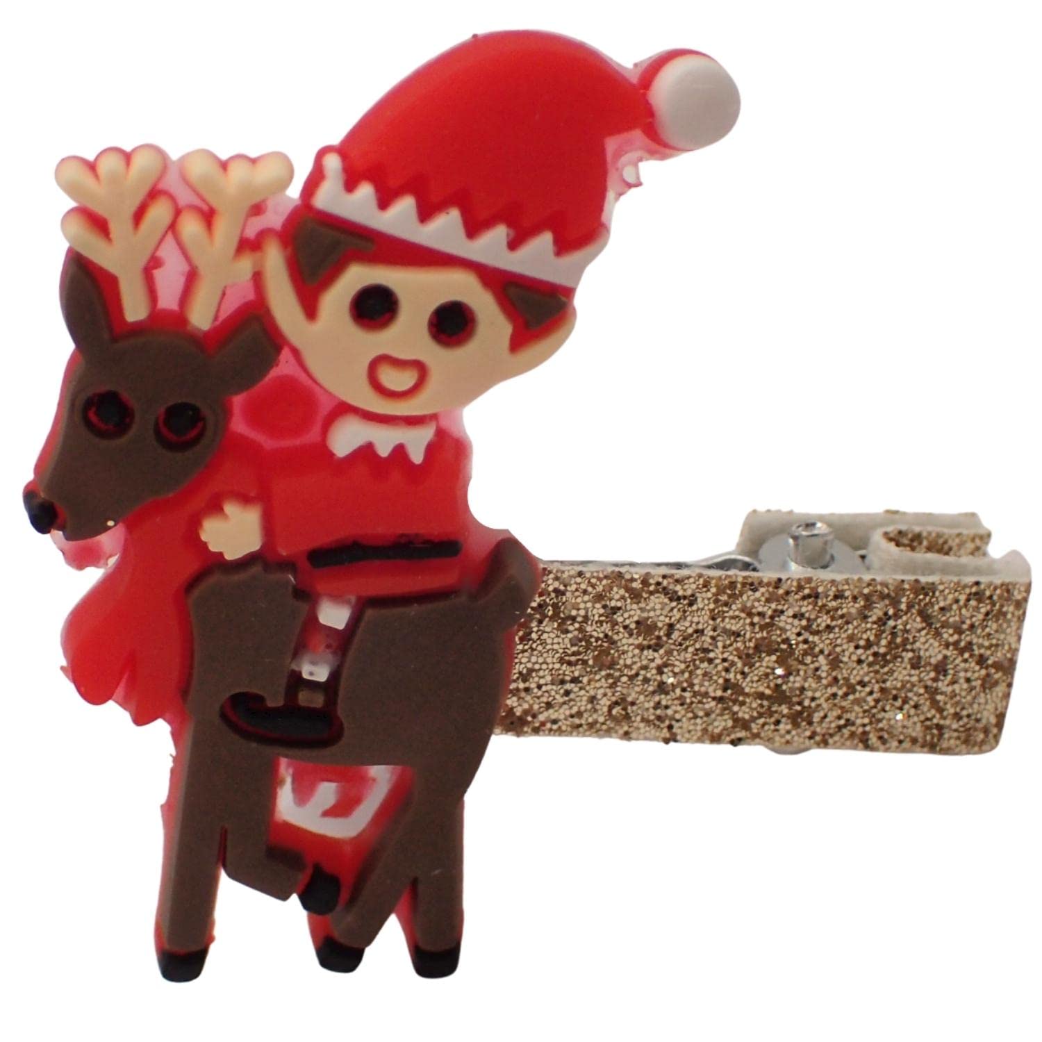 Topkids Accessories Christmas Hair Clips for Girls Hair Clips Women Cute Festive Themed Crocodile Clips Hair Pairs and Single Small Hair Clips Christmas Curl Clips Hair Grips (Small Elf Reindeer)