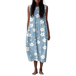 Womens Dresses Summer Fall Cotton Linen Midi