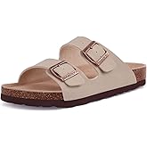 ODOLY Unisex Cork Footbed Slide Sandal, Arch Support Summer Outdoor Sandals with Adjustable Buckle for Women and Men