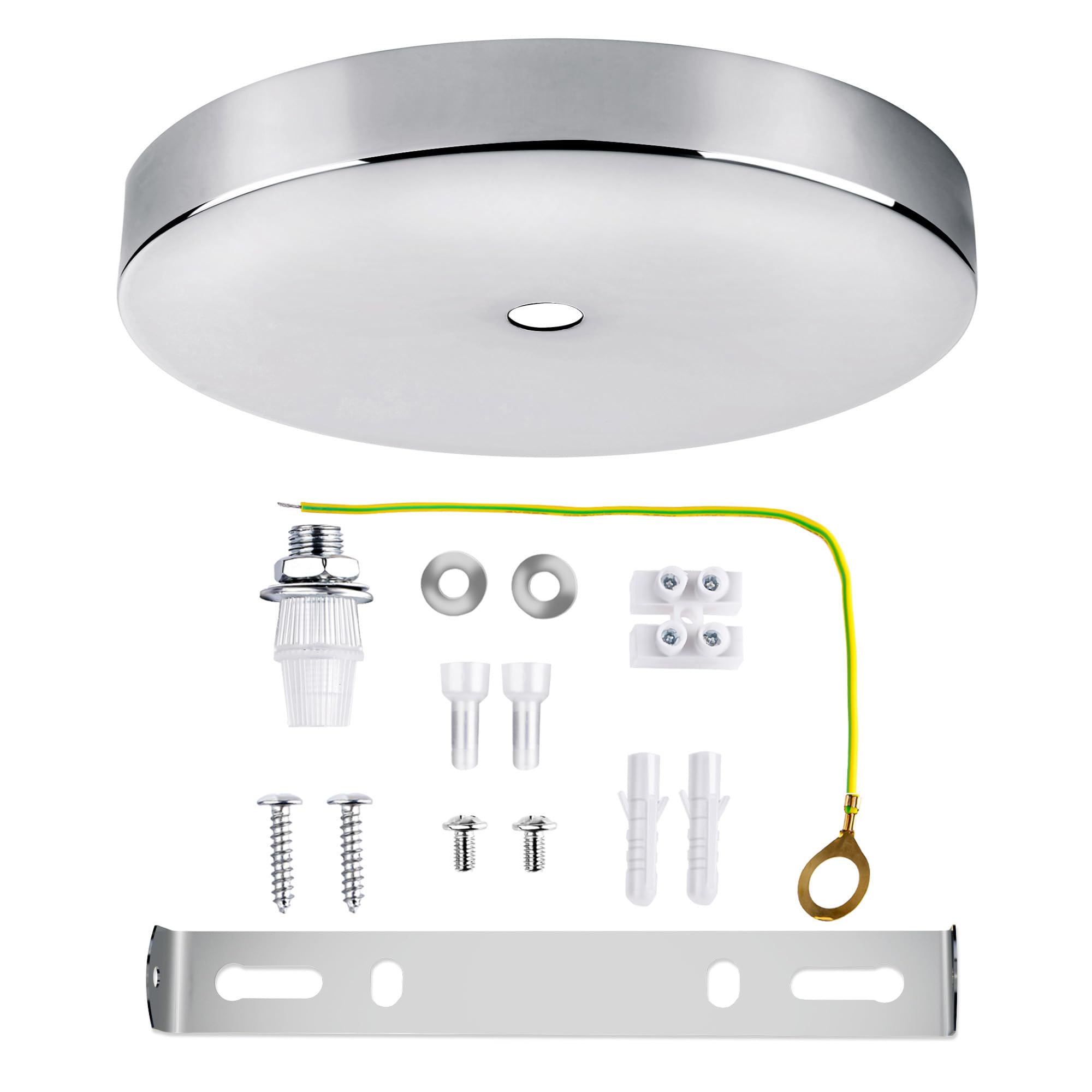Photo 1 of Arturesthome 7" Silver Ceiling Canopy Light Kit Rewind Single Hole with Hardware,Ceiling Plate for Pendant Lighting Chandelier, Screw Fixing on Both Sides