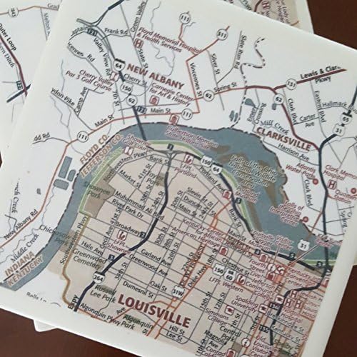 Louisville Street Map Coasters, Set of 4