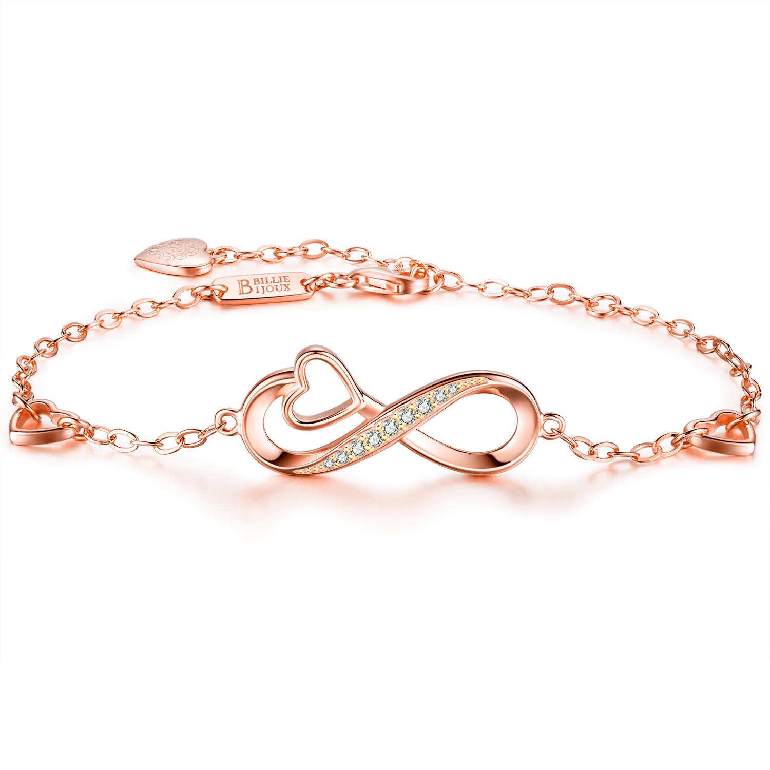 Billie Bijoux Womens 925 sterling Silver Infinity Endless Love Symbol Charm Adjustable Women's Bracelet for Mother's Day (I)