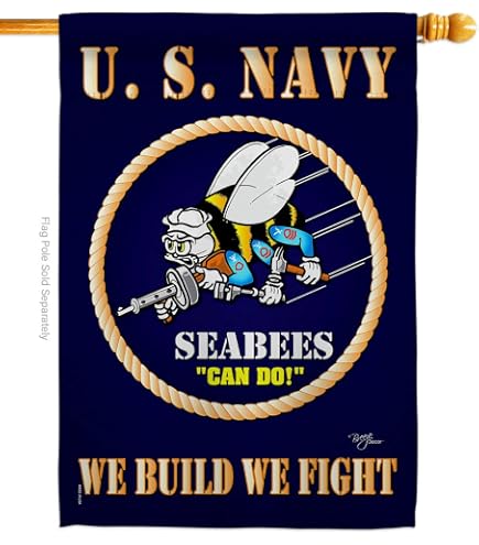 Amazon.com : Navy US Seabees Veteran House Flag Armed Forces USN