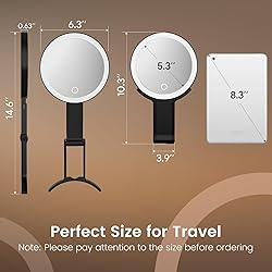 Travel Makeup Mirror with Lights, Lightened 10X/1X