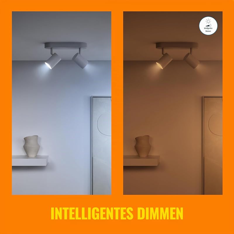 Tunable White LED Spots GU10 2er-Pack (345 lm), 50 W Glas Spots mit warm- bis kaltweißem dimmbarem Licht, smarte Lichtsteuerung über WLAN per Stimme/App