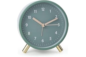 AOLOX Alarm Clock 4.5" Bedside Analog Alarm Clock for Bedroom Battery Operated Round Clock with Backlight, Green