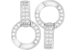 Beebeecraft 1 Box 2Pcs Double Bail Clasps 13.5x8mm 925 Sterling Silver Enhancer Connector Micro Pave Cubic Zirconia Jewelry C