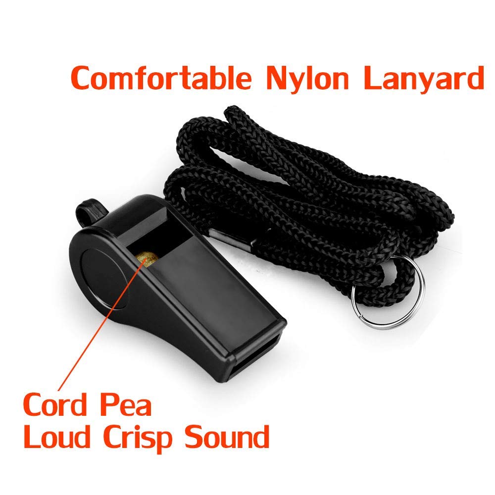 Whistle, 2 Packs Plastic Sports Whistles with Lanyard, Loud Crisp Sound Whistle Ideal for Coaches, Referees, and Officials