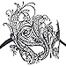 Coxeer Venetian Masquerade Mask Women's Swan Metal Filigree Laser Cut Mask (Black)