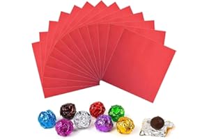 100PCS Foil Candy Wrappers - 10x10cm DIY Square Wrapping Papers for Chocolate, Candy Packaging & DIY Crafts (red)