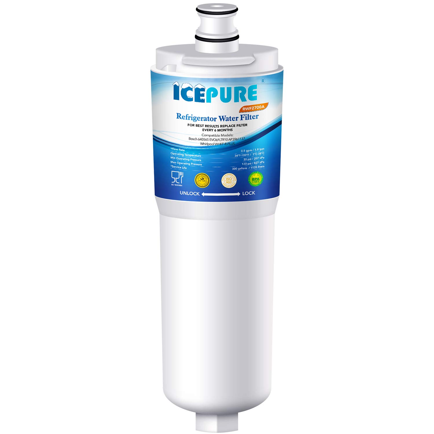 Icepure RFC2700A Refrigerator Water Filter Compatible With 3M CS52,CS