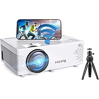 VicTsing WiFi Projector-4200L Wireless Bluetooth Mini Projector with Tripod, 1080P 170” Display Supported, Compatible…