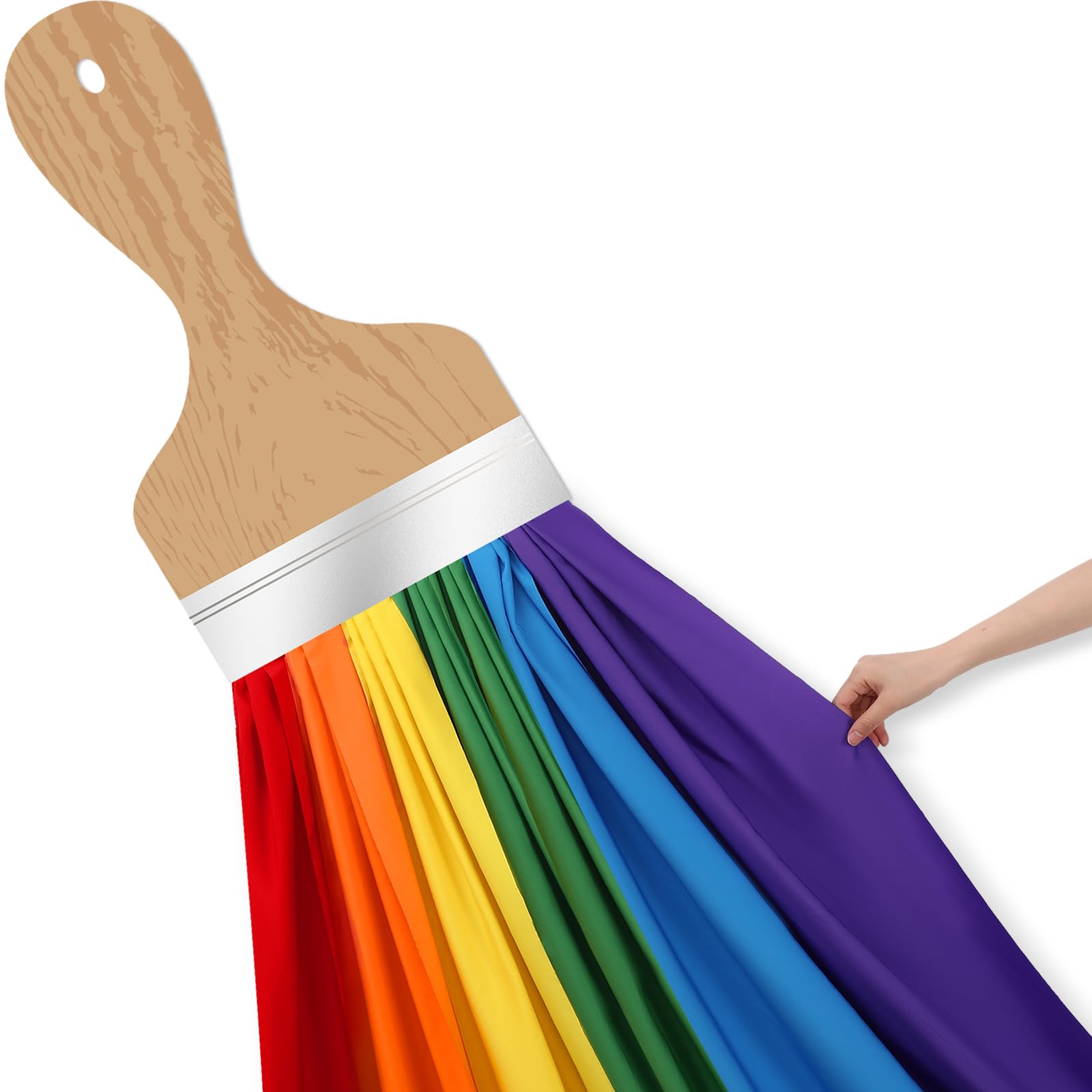Photo 1 of Mindsoft 85 Inches 3D Art Painting Classroom Wall Décor Rainbow Bulletin Board Decorations Set DIY Paint Brush Cutout Rainbow Cloth Back to School Decorations for First Day of School Chalkboard Wall