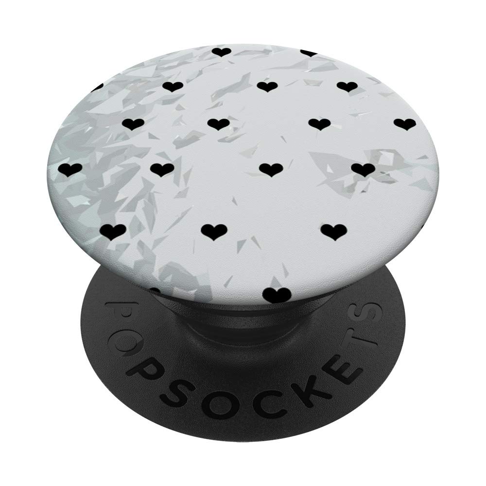Black Hearts Mini Pattern Cool Love Symbol Design Girl Gift PopSockets PopGrip: Swappable Grip for Phones & Tablets