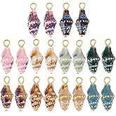 PH PandaHall 20pcs Ceramic Conch Shell Charms 10 Styles Spiral Seashell Charms, 26mm Porcelain Sea Shell Pendant for Necklace Bracelet Earring Jewelry Making DIY Crafts
