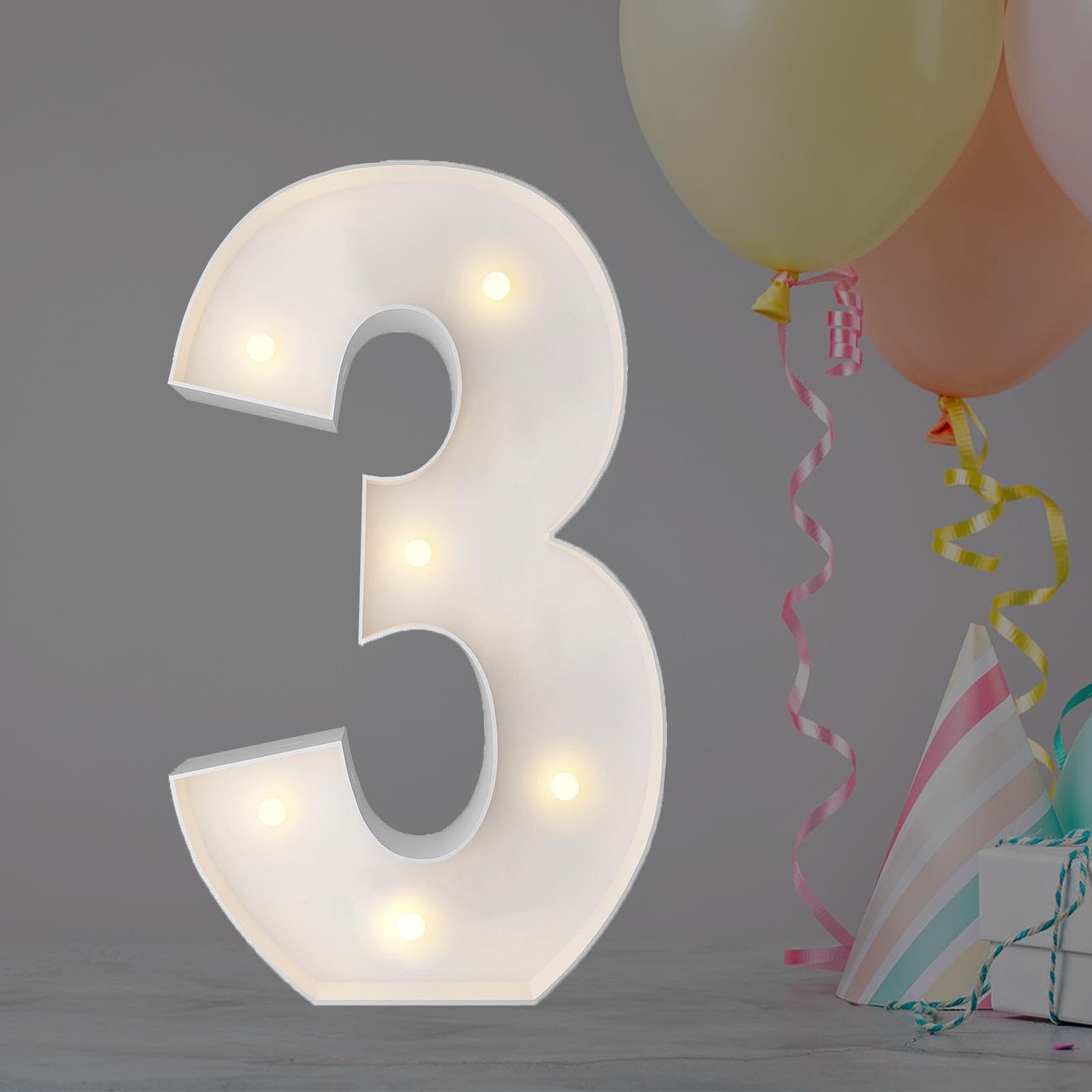 Photo 1 of 2FT Marquee Light Up Number, Marquee Numbers 3, Mosaic Balloons for Numbers, Light Up Numbers for 3rd 13th 23th 30th Birthday Party Decorations, Cardboard Numbers, Anniversary Decor