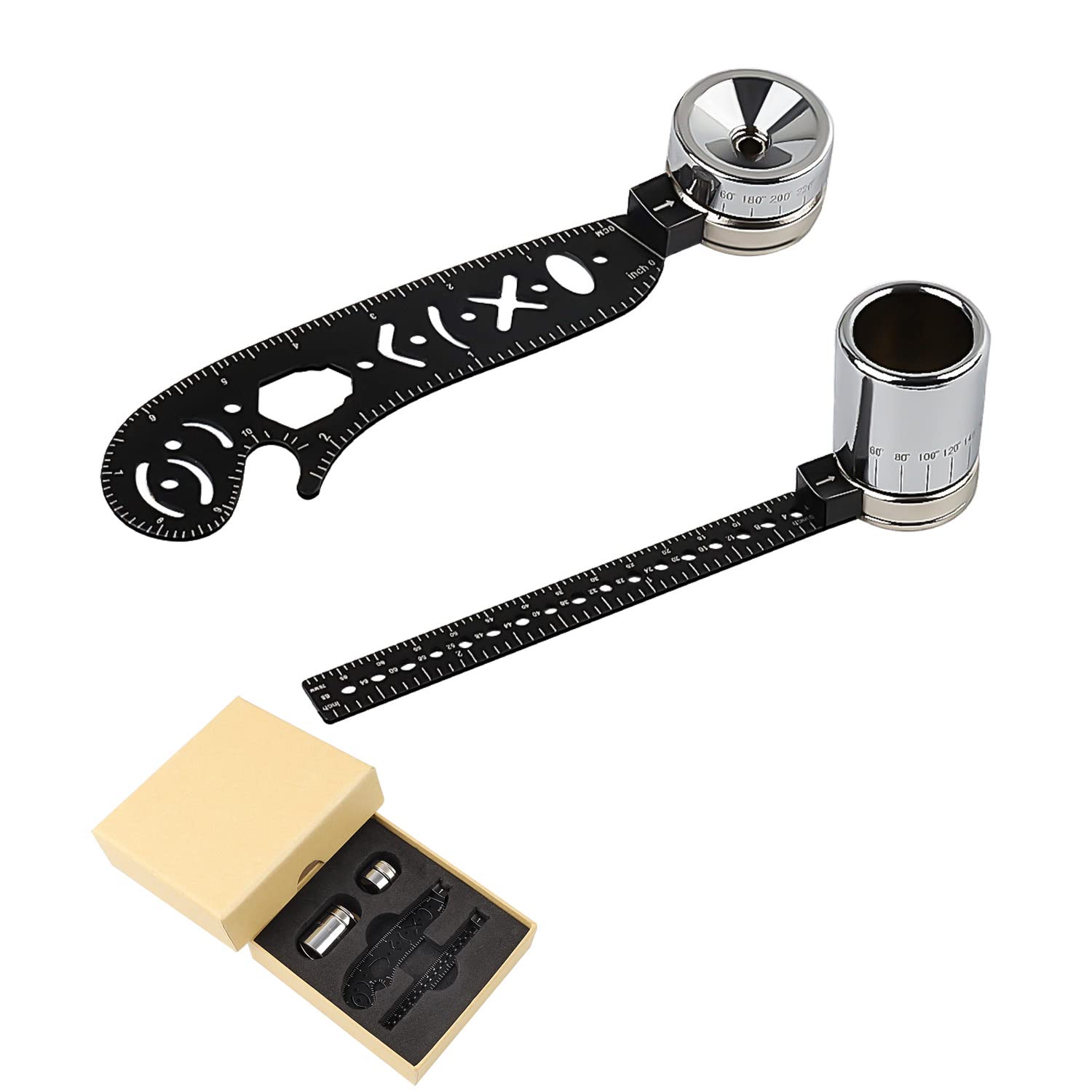 WJUAN Portable Multi-Functional Drawing Ruler, Lightweight and Durable Metal Rule, All in One, Suitable for Designers, Artists, Architects