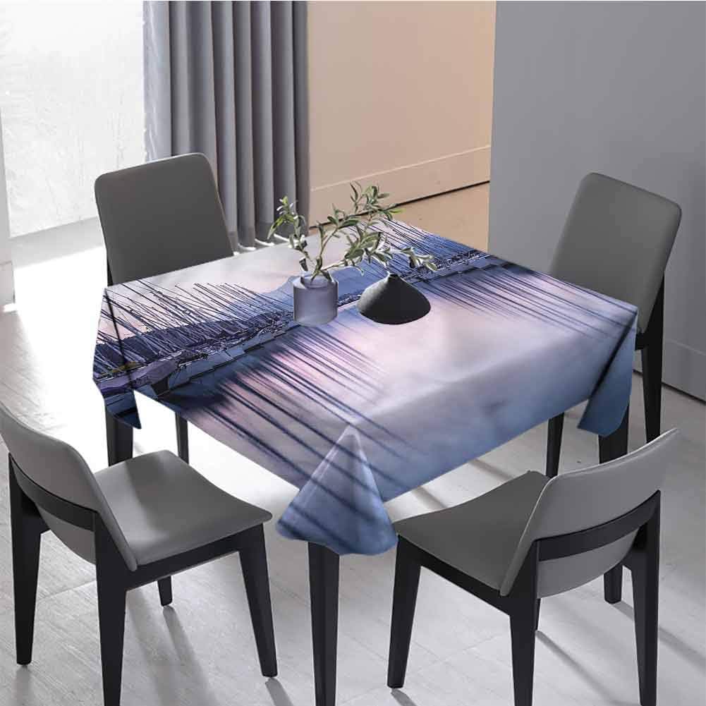 JKTOWN Sailboat Household Coffee Table Table Cloth Dining Room Picnic Party 60x60 inch Yacht Harbor in Sunrise
