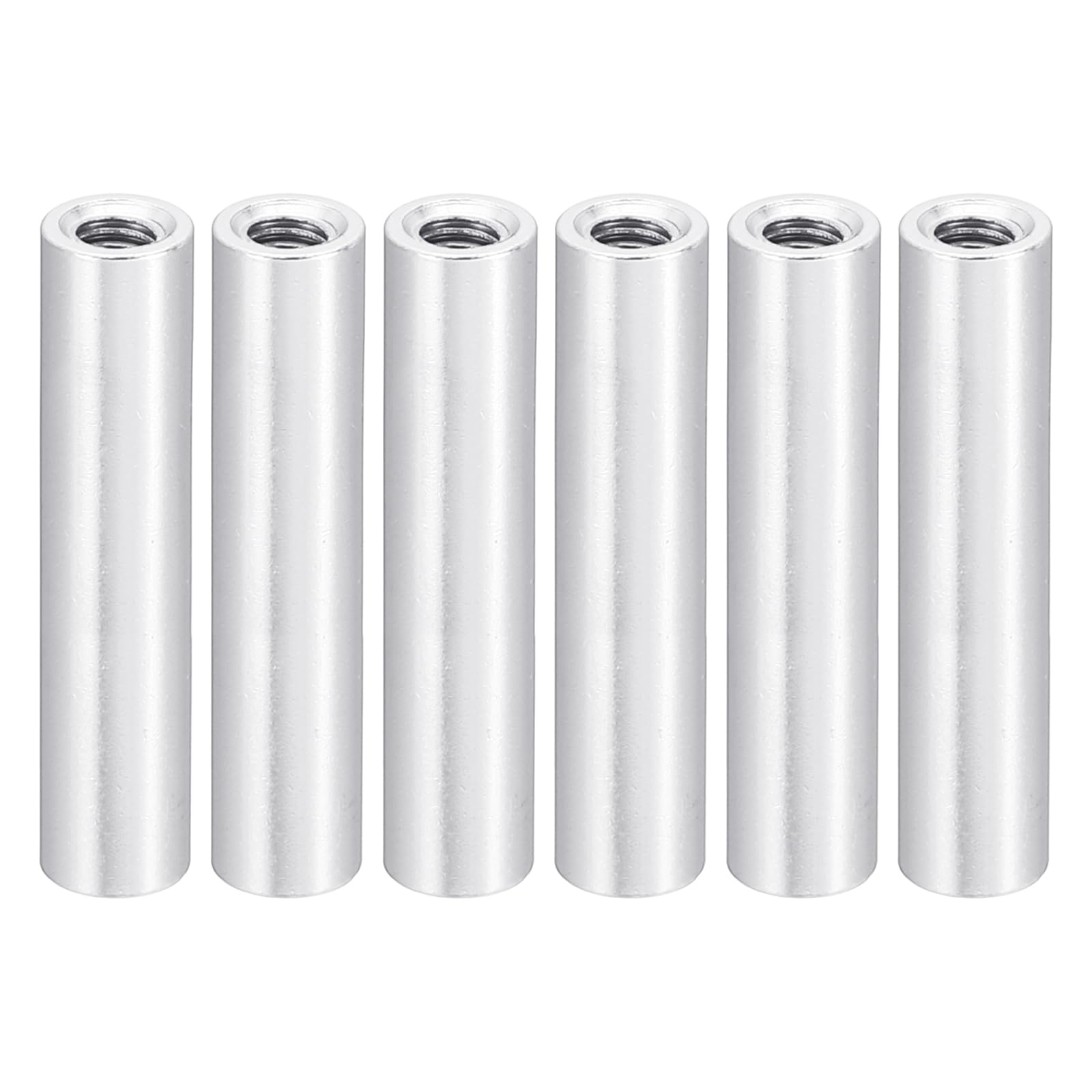PATIKIL 6pcs M3 Metal Threaded Standoff Spacer Nuts, Round Aluminum Spacers Female Coupling Screws, 1/8" ID x 3/16" OD, Metallic Silvery 3x5x25mm