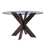 Powell Espresso Wood Glass Top Parnell X Base