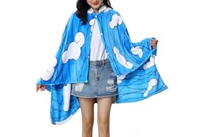 Juejuezi Hooded Wearable Blanket Hoodie Throw Blanket Tanjirou Cosplay Cloak Shawl Wrap Nap Quilt 160x100 cm/63x40in