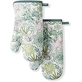 Martha Stewart Succulents Oven Mitt 2-Pack Set, Green, 7"x13"