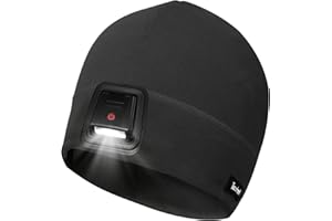 Taximi Led Beanie with Light, USB Rechargeable Headlamp Beanie, Fleece Flashlight Hat for Running, Gift for Men Dad Husband