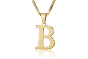 Suweibuke Initial Necklace for Men Women Boys Girls, 18K Gold Plated 26 Letters Pendant Necklace, Personalized Jewelry Gifts