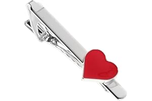 NOLITOY Men's Heart Tie Clip for Valentine's Day, Minimalist Necktie Bar Pinch Clip, Business Suit