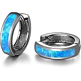 CiNily Huggie Earrings Opal Hinged Hoop Earrings Gold Plated Hypoallergenic Small Hoop Earrings for Women Teen Girls Men Sensitive Ears