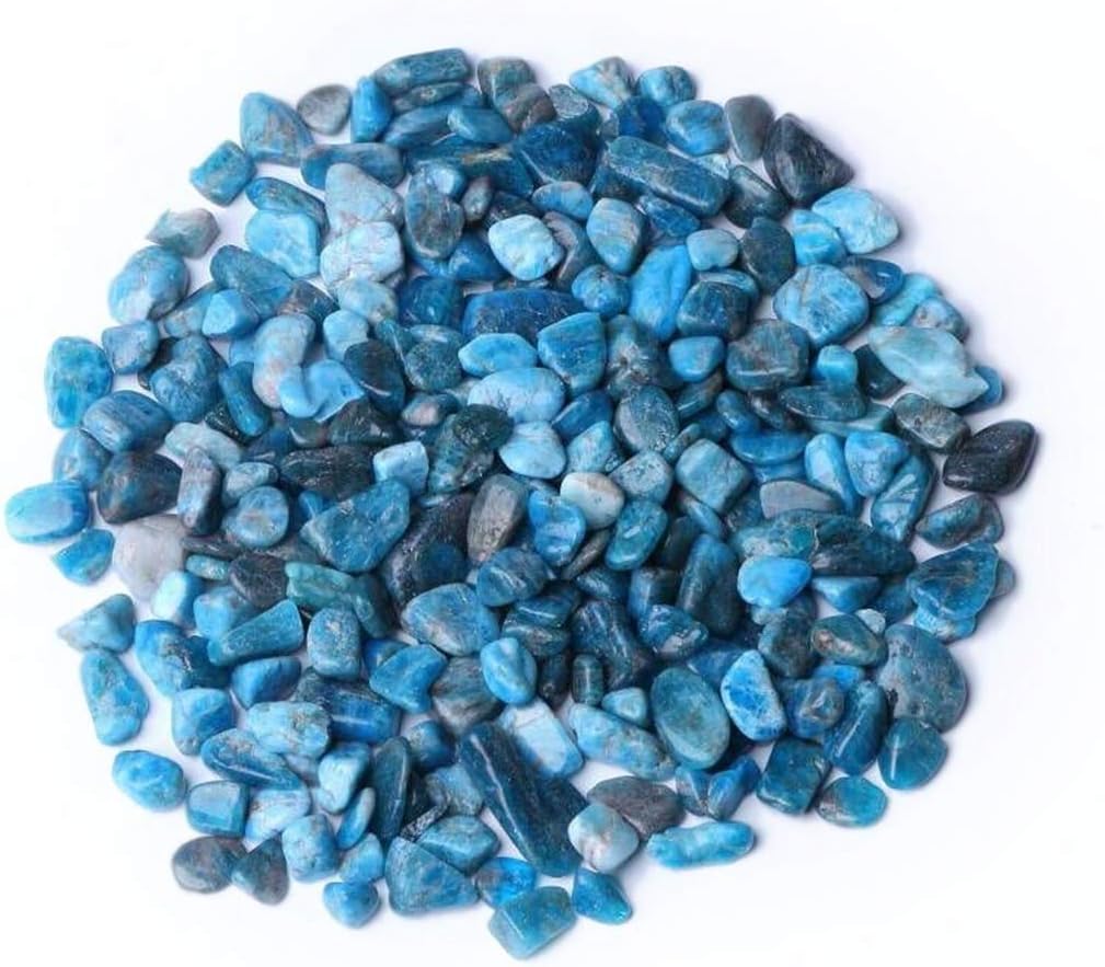 Indoor Fountains & Accessories - IMALY Blue Apatite Tumbled Chips Stone Polished Crushed Healing Crystal Quartz Pieces Irregular Shaped Stones for Home Decorative Stones Vases Plants Succulents 0.5lb