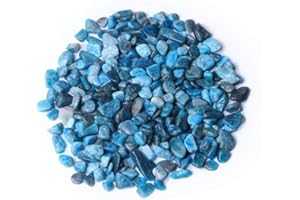 IMALY Blue Apatite Tumbled Chips Stone Polished Crushed Healing Crystal Quartz Pieces Irregular Shaped Stones for Home Decorative Stones Vases Plants Succulents 0.5lb