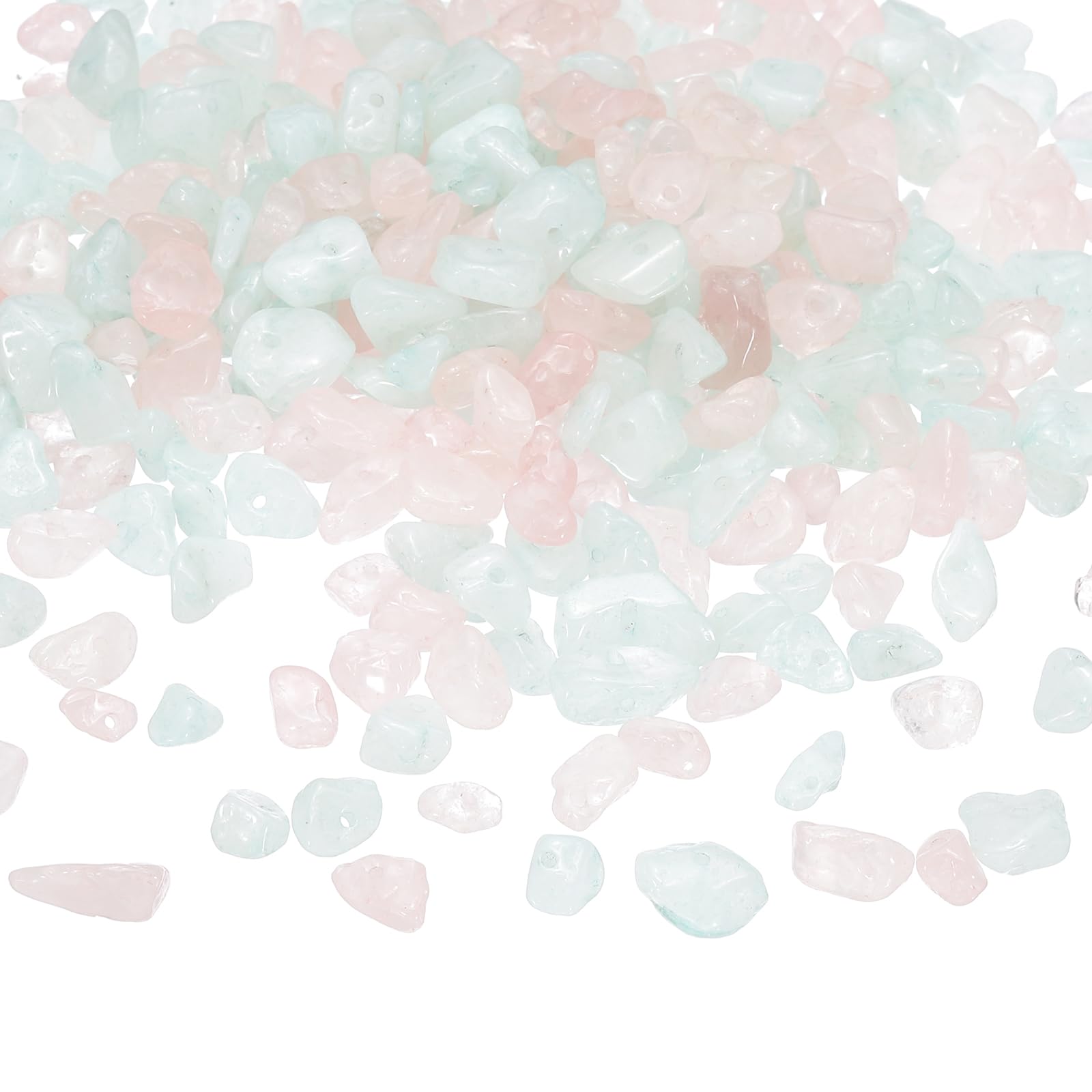 PATIKIL Chip Stone Beads, 350Pcs Crystals Gemstone Irregular Stone Loose Rocks Bead for DIY Jewelry Making Bracelet Necklace Earring, Pink Blue