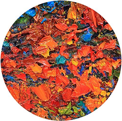 Cutting Board Tempered Glass Decorative Art Design Orange Abstract Chopping Boards for Kitchen (12 Inch Round)