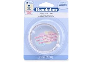 Beadalon German Style Wrapping Wire, Round, Silver Plated, 16 Gauge, 2.2 m / 7.2 ft