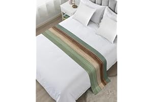 Litter Star Bed Runner 94x20in,Farm Green Brown Wood Board Bedding Scarf,Vintage Wooden Plank Decorative Bed Scarf,Retro Barn Wood Grain Microfiber Bed Runners Scarves for Bedroom Hotel Wedding Room